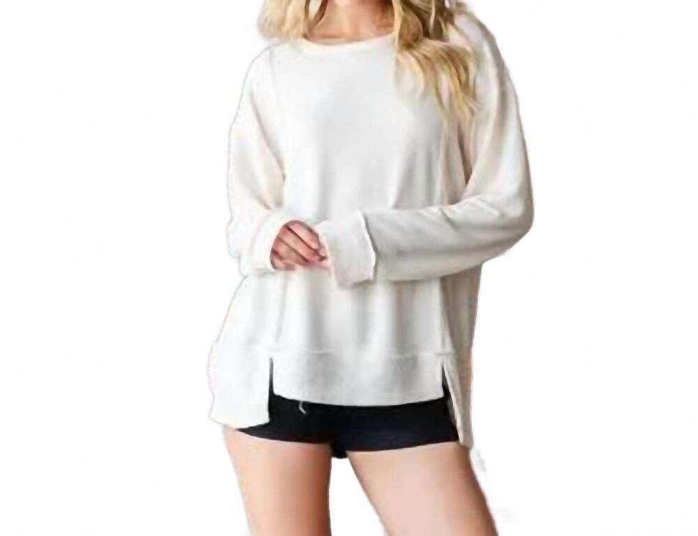 NEW 7TH RAY exposed stitch pullover top in cream